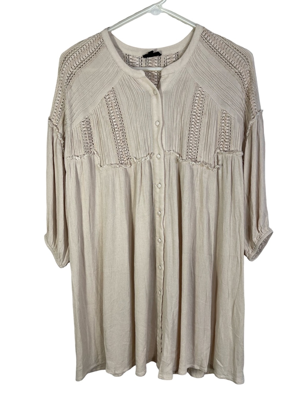 Lucca Women Boho Cream Crochet Top Size S